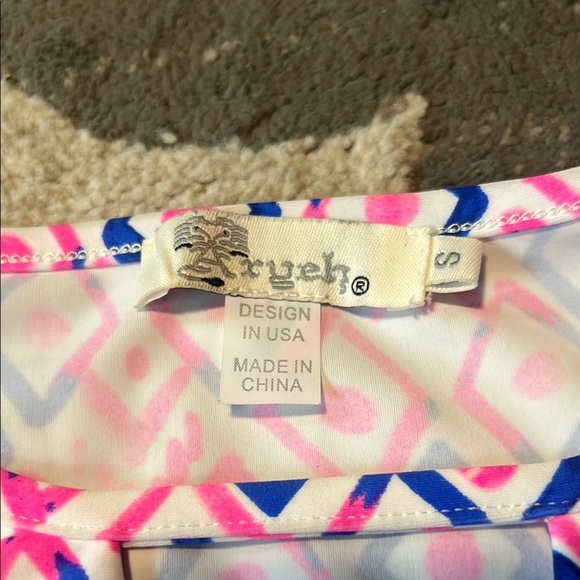 Aryeh Pink and Blue Casual Sundress with Flutter Cap Sleeves soft and stretchy - Picture 4 of 5